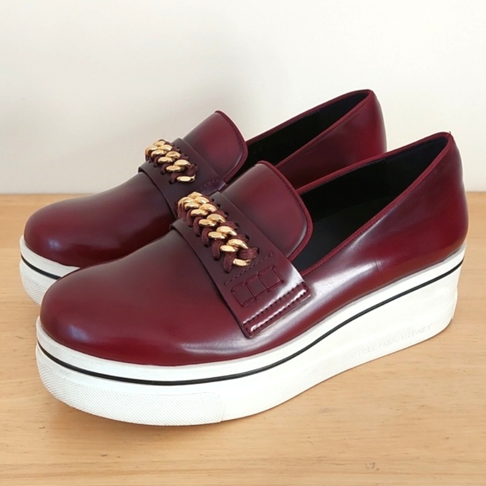 Stella McCartney red wine Binx Chain Platform Vegan loafers